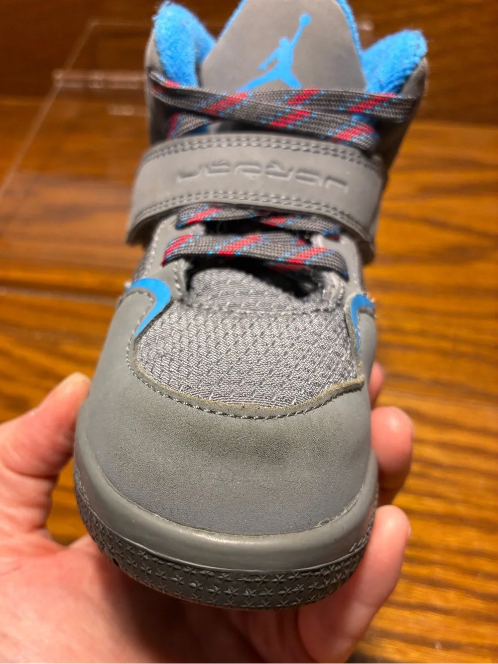 Jordan Flight 45 High Top Toddler Sneakers Gray Blue Size 10C